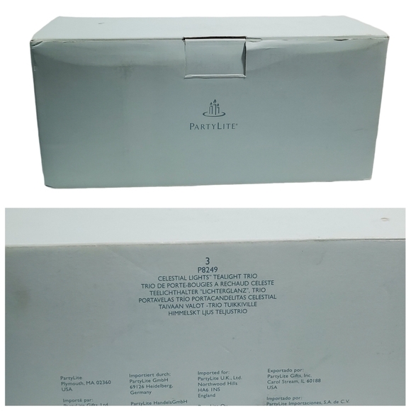 NIB Retired Partylite Celestial Lights Tealight Trio Metal glass candle holders - Picture 2 of 14